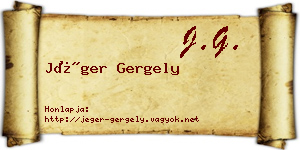 Jéger Gergely névjegykártya
